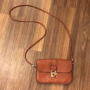 Brown faux leather cross body bag